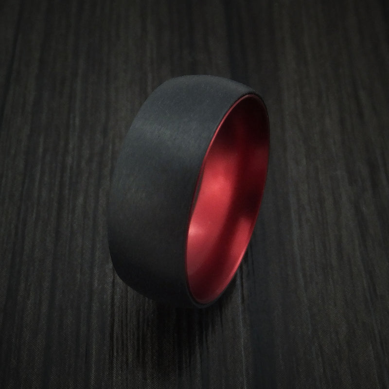 Black Zirconium with Red Anodized Sleeve Custom Made Band Choose Your Color