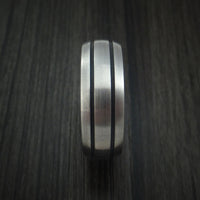 Titanium Ring with Dark Grey Cerakote Grooves and Sleeve Custom Made Band