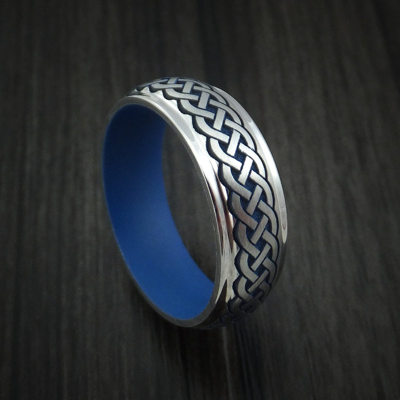 Cobalt Chrome Celtic Band Irish Knot Ring Carved Pattern Design with Cerakote Custom Made
