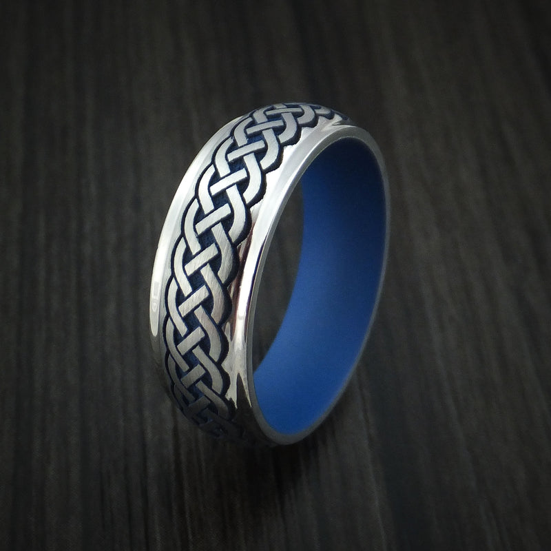 Cobalt Chrome Celtic Band Irish Knot Ring Carved Pattern Design with Cerakote Custom Made