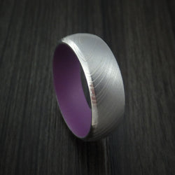 Damascus Steel and Wild Purple Cerakote Ring Custom Made Band