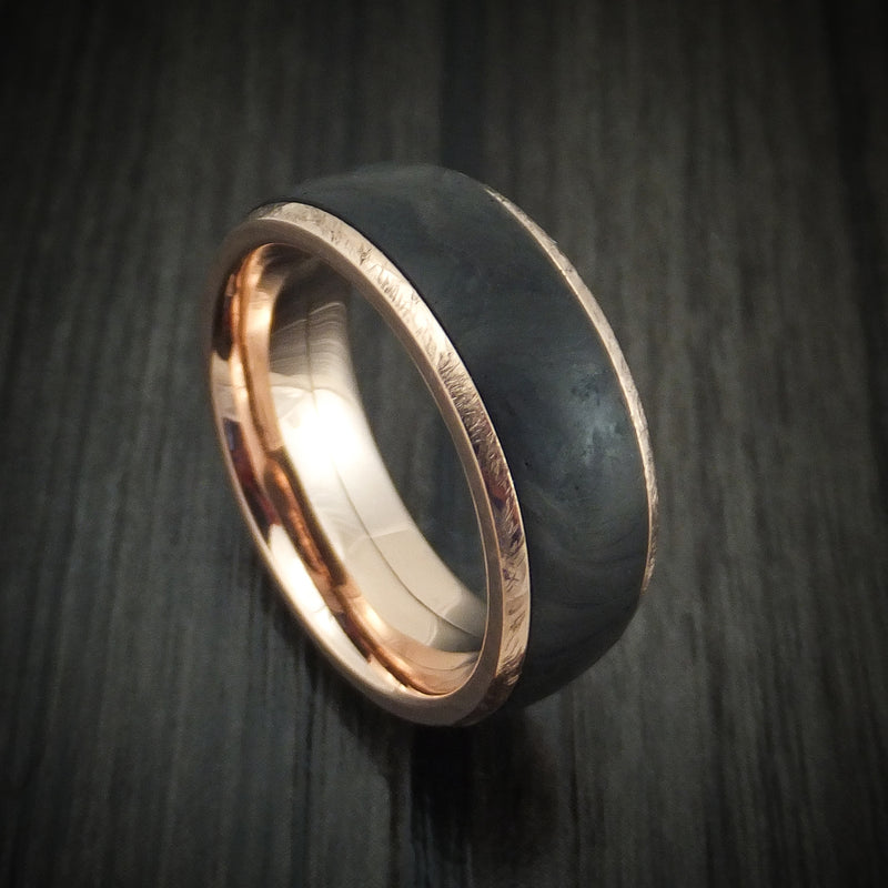 Forged Carbon Fiber and 24K Raw Gold Nugget Men's Ring Custom Made Ban |  Revolution Jewelry