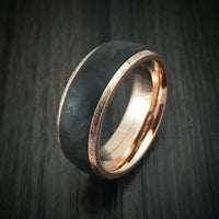 14K Gold and Forged Carbon Fiber Men's Ring Custom Made Band