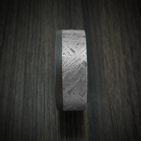 Black Zirconium and Meteorite Men's Ring with Hardwood Sleeve Custom Made Band