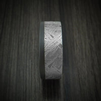 Black Titanium and Meteorite Men's Ring with Hardwood Sleeve Custom Made Band