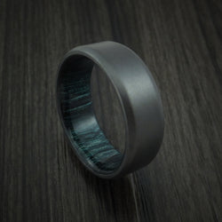 Black Zirconium and Indigo Wood Hard Wood Sleeve Ring Custom Made