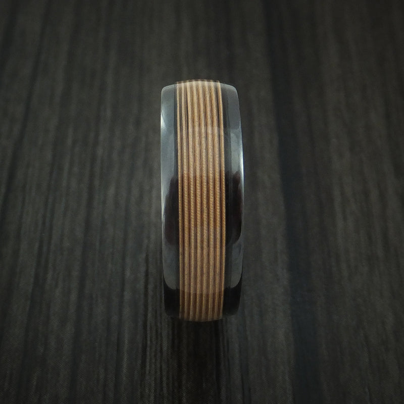 Black Zirconium Guitar String Ring Custom Made Band