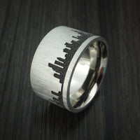Titanium Ring with Chicago Skyline Cityscape Custom Made Band