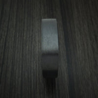 Square Black Zirconium Ring with Jade Wood Sleeve Custom Made