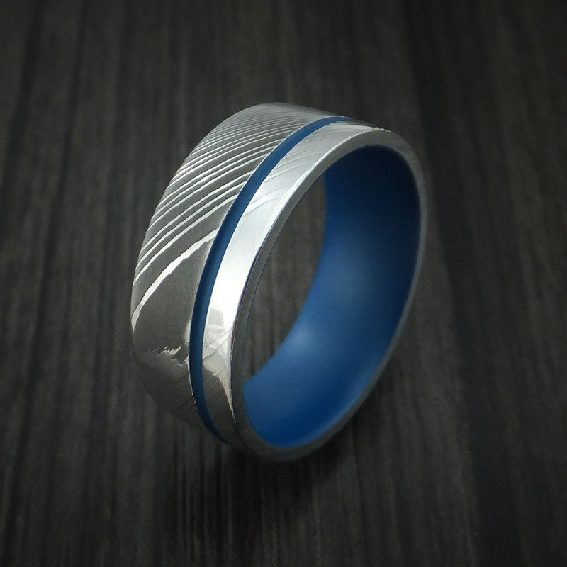 Damascus Steel and Cerakote Ring Custom Made Band