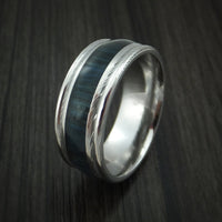 Wood Ring and DAMASCUS Ring inlaid with BLUEBERRY HARD WOOD Custom Made to Any Size and Optional Wood Types