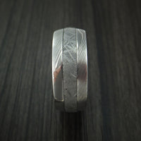Damascus Steel and Meteorite Ring with Anodized Titanium Sleeve Custom Made