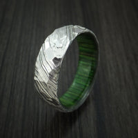 Kuro Damascus Steel Rock Hammer Ring with Jade Wood Sleeve Custom Made