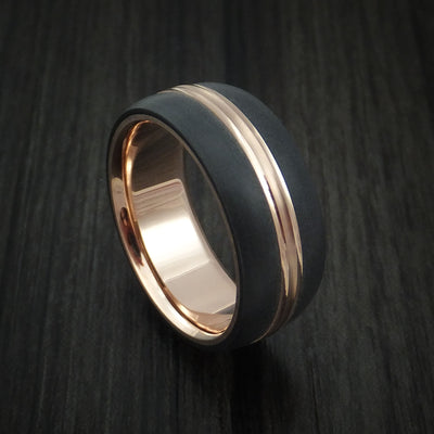 14K Rose Gold with Carbon Fiber Custom Made Band