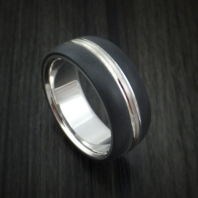 14K White Gold with Carbon Fiber Custom Made Band