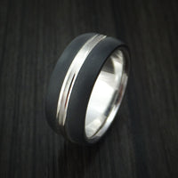 14K White Gold with Carbon Fiber Custom Made Band