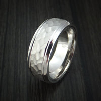 14K White Gold Hammered Band with Hidden Message and Diamond Sleeve Custom Made
