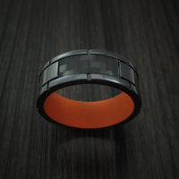 Black Titanium and Carbon Fiber Weave Pattern Ring with CERAKOTE Interior Custom Made