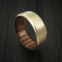 14K Yellow Gold Classic Style Wedding Band with Wood Sleeve Custom Made