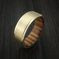 14K Yellow Gold Classic Style Wedding Band with Wood Sleeve Custom Made