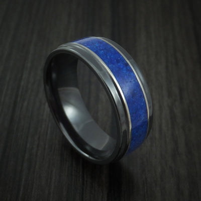 Black Zirconium and Lapis Lazuli Ring Custom Made Band
