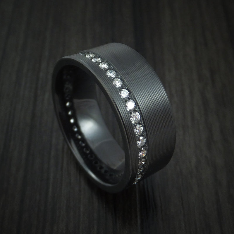Black Titanium and Diamonds Eternity Ring Custom Made Band