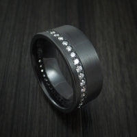 Black Zirconium and Diamonds Eternity Ring Custom Made Band