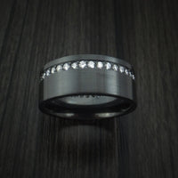 Black Zirconium and Diamonds Eternity Ring Custom Made Band
