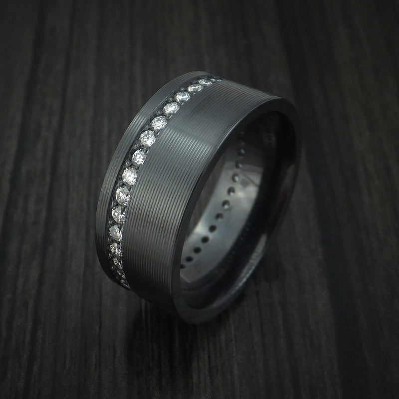 Black Titanium and Diamonds Eternity Ring Custom Made Band