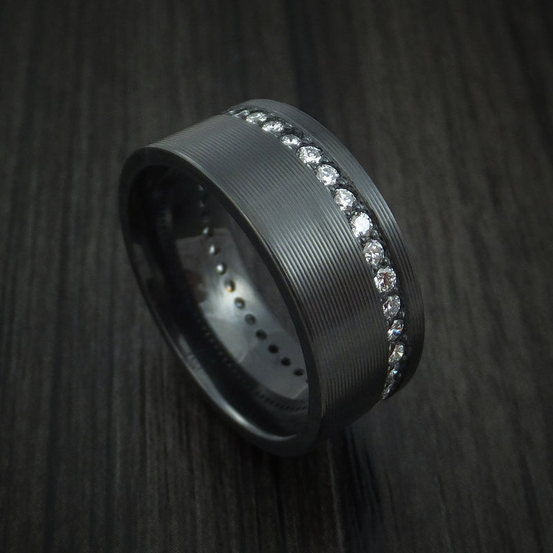 Black Zirconium and Diamonds Eternity Ring Custom Made Band