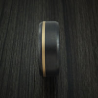 Black Zirconium Ring with 14K Yellow Gold Inlay and Hardwood Sleeve