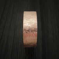 14K Rose Gold Band with Distressed Finish and Desert Ironwood Burl Wood Sleeve Custom Made