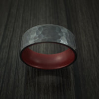 Black Titanium Ring with Crimson Red Cerakote Sleeve Custom Made Band