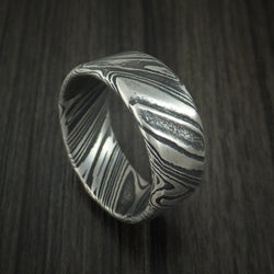 Kuro Damascus Steel Wide Ring Custom Made Wedding Band