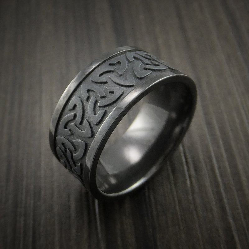 Black Titanium Celtic Band Trinity Symbolic Wedding Infinity Ring Custom Made