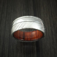 Kuro Damascus Steel and Cobalt Chrome Ring with Cocobolo Sleeve Custom Made Band