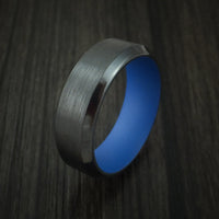 Black Titanium Ring with Ridgeway Blue Cerakote Sleeve Custom Made Band