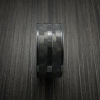 Black Titanium Ring with Black Carbon Fiber Inlay Custom Made Band