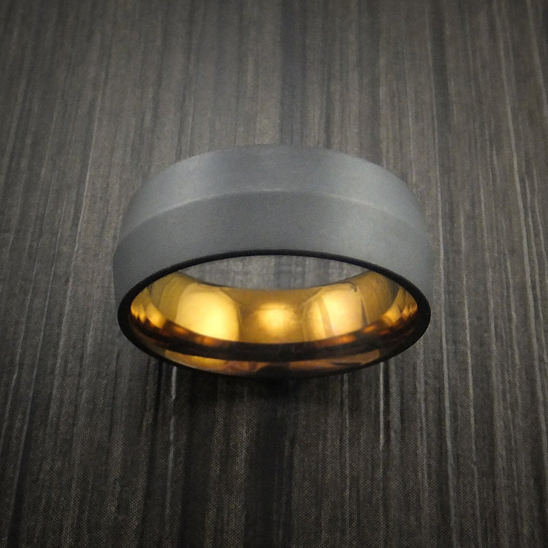Black Titanium Peaked Ring with Bronze Anodized Center Custom Made Band