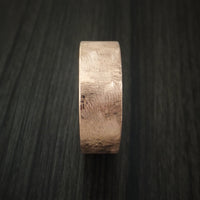 14K Rose Gold Band with Distressed Finish and Purple Heart Wood Sleeve Custom Made