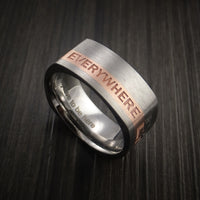 Personalized 14k Rose Gold and Titanium Ring Square Band Modern Style