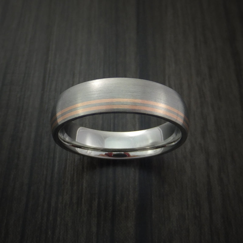 Titanium Band with 14K Rose Gold Inlays Custom Made Ring