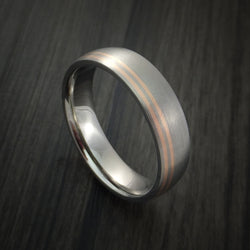 Titanium Band with 14K Rose Gold Inlays Custom Made Ring