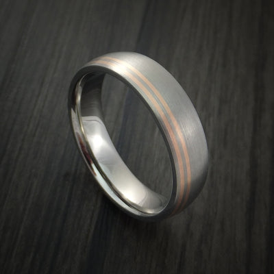 Titanium Band with 14K Rose Gold Inlays Custom Made Ring