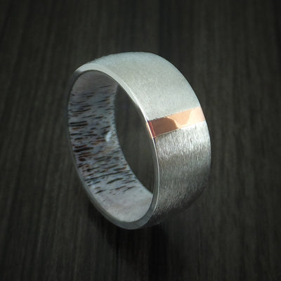 Cobalt Chrome and Copper Ring with Antler Sleeve Custom Made Band