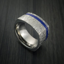 Square Titanium Ring Modern Design Band Custom Made with Comfort Fit Color Inlay