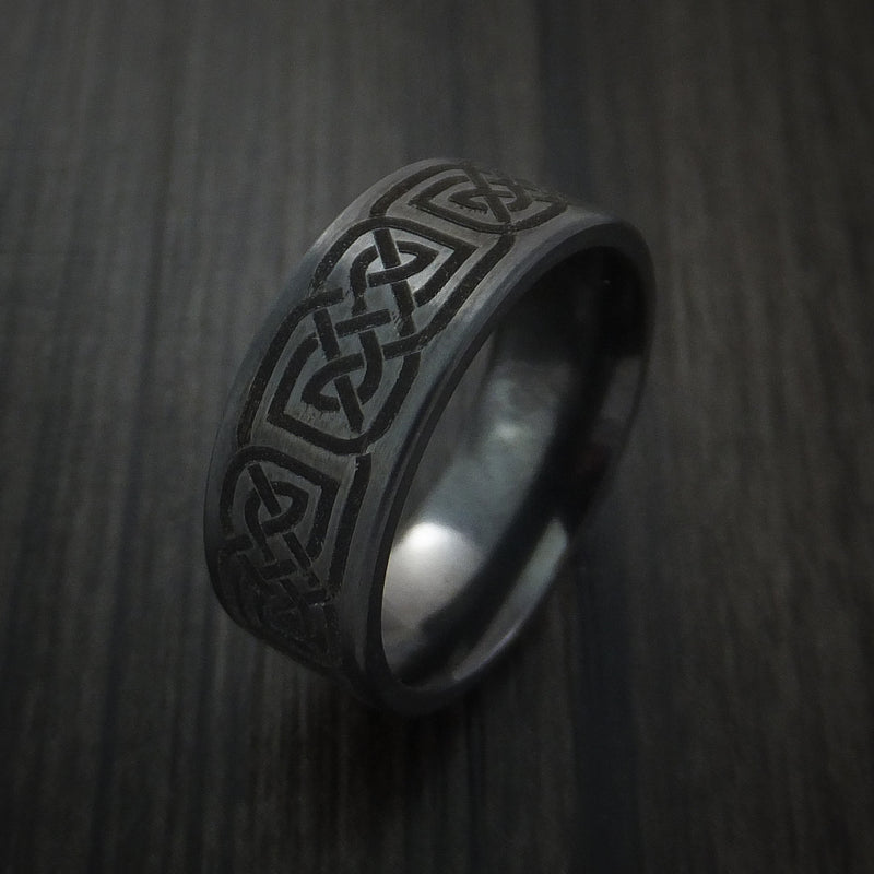 Black Zirconium Celtic Irish Knot Ring Custom Made Band