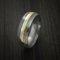 Damascus Steel 14K Yellow Gold Ring Wedding Band