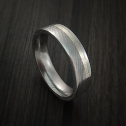 Damascus Steel 14K White Gold Ring Wedding Band