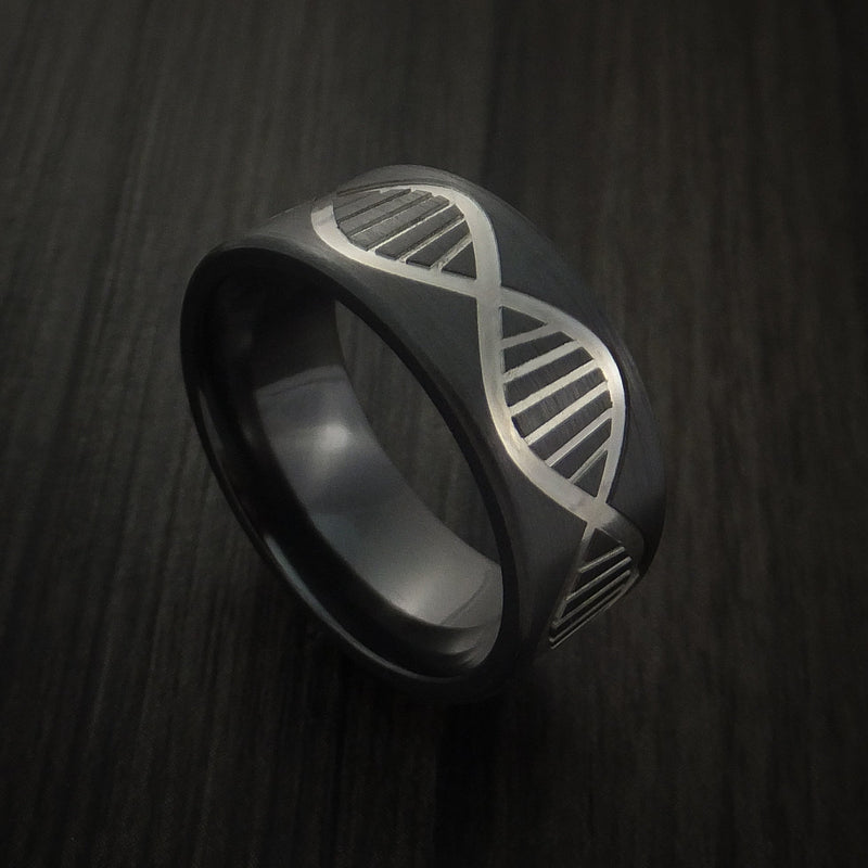 Black Titanium Wide DNA Strand Ring Customad-Made Band Any Finish and Sizing